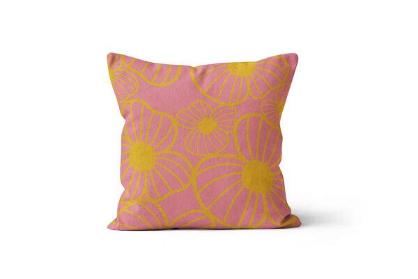 Almofada Flores Alice rosa e mostarda • Mandarine Design