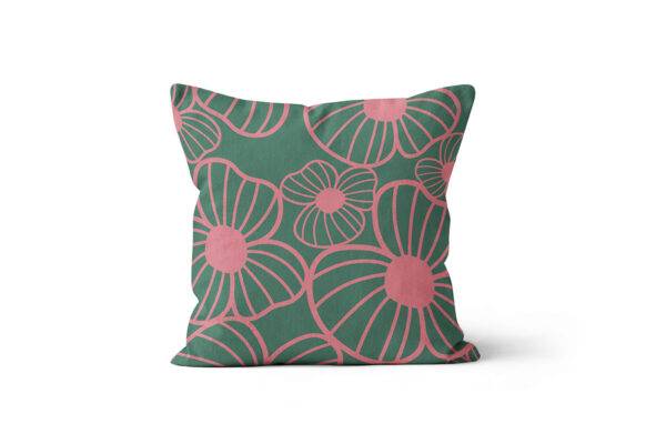 Almofada Flores Alice rosa e verde • Mandarine Design