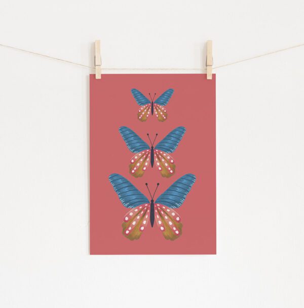 Poster trio borboletas azuis • Mandarine Design