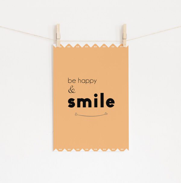 Poster be happy Laranja • Mandarine Design