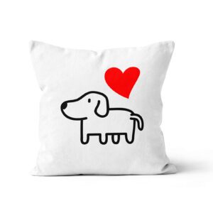 Square Pillow dog coração